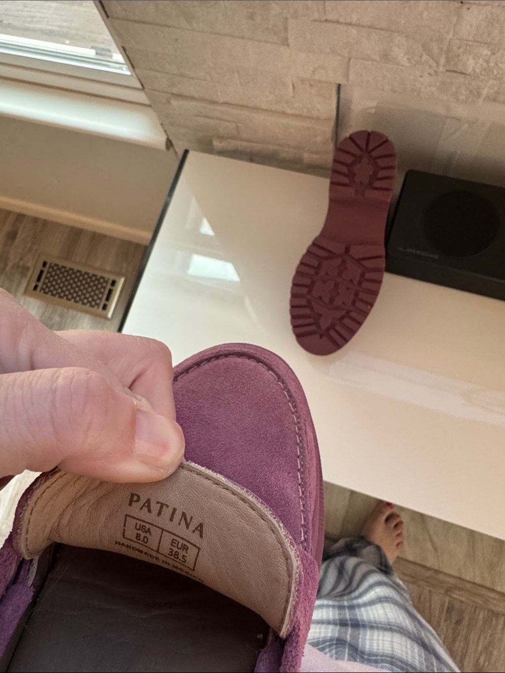 Chunky Suede Penny Loafers in Mauve Pink - Picture 4 of 4